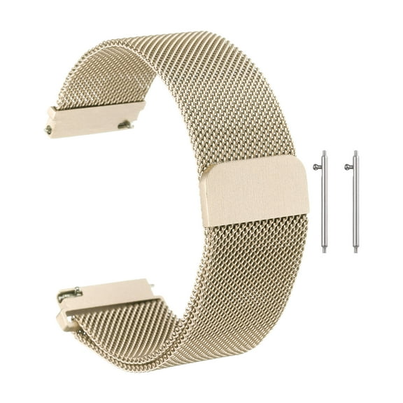 Uxcell Stainless Steel Mesh Watch Band 22mm Quick Release Metal Replacement Watch Strap with Magnetic Buckle for Men Women, Vintage Gold