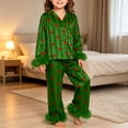 thumbnail image 2 of Xyant Girls Valentines Pajamas Satin Pajama Set Silk Pjs Long Sleeve Button Down Heart Sleepwear Loungewear Sets for Toddler Kids,Size 8 Years, 2 of 5