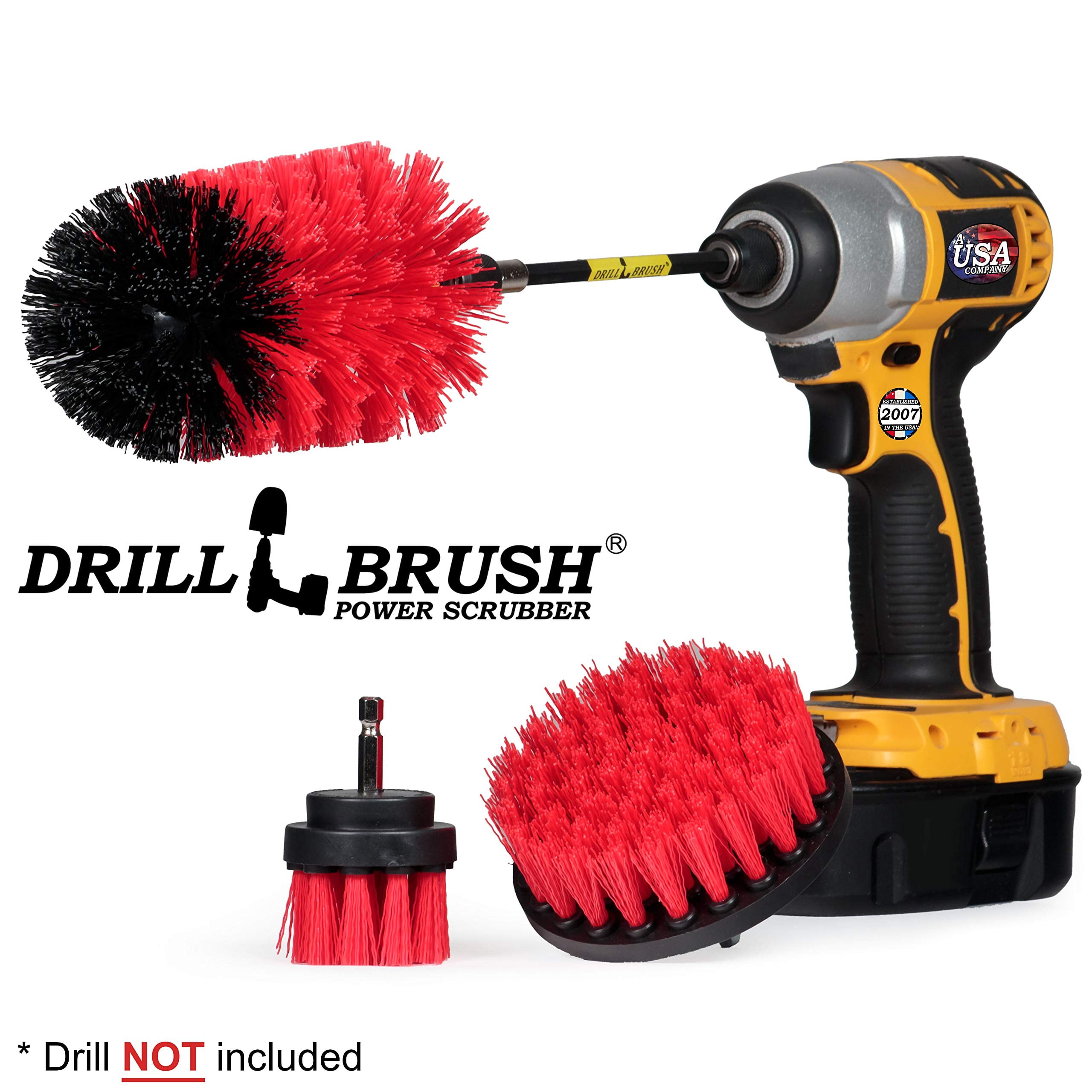 Long Handled Scrub Brushes for Cleaning - Outdoor Power Scrubber Brush - Concrete, Patio, Wood, Deck, and Brick Cleaner Brush Set - Hard Bristle Scrub Brushes - Household Cleaning Floor Scrubber