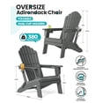 thumbnail image 4 of Cobiod Folding Adirondack Chairs Set of 2 with Double Cup Holders, Oversized Outdoor Patio Chairs, HDPE All-Weather for patio, garden, yard, Grey, 4 of 9