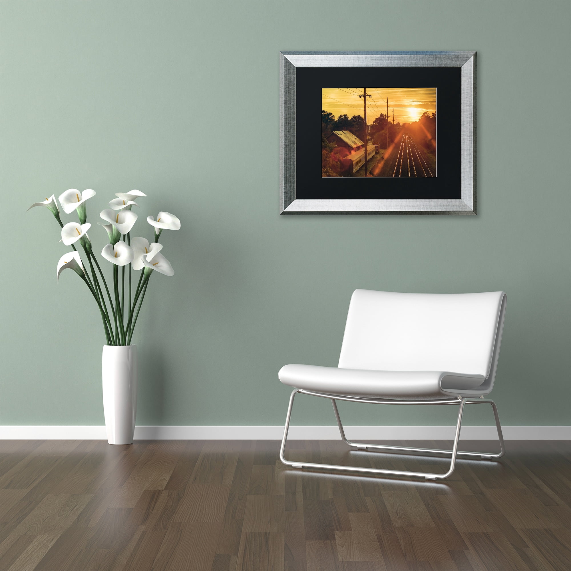 Trademark Fine Art "Train Depot" Canvas Art by Jason Shaffer, Black Matte, Silver Frame