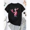 thumbnail image 2 of Casual Cartoon Graphic T-Shirt for Women - Crew Neck Tee with Pink Panther Print - Sporty Top for All Seasons - For Women - Suitable for Casual Wear, Sports & Loungewear - Perfect Gift for Ladies, 2 of 7