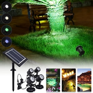 Solar Powered LED Garden Lights | Outdoor Waterproof Landscape Lighting with Suction Cups | 4 Light Decorative Set for Yard, Patio, and Pond Decoration