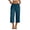 Blue, variant on Women's Summer Capri Pants, Cotton Linen Blend Pull on Capris with Pockets, Elastic Waist Drawstring Casual Cropped Pants for Daily Wear, Breathable Relaxed Fit Bottom for Warm Weather