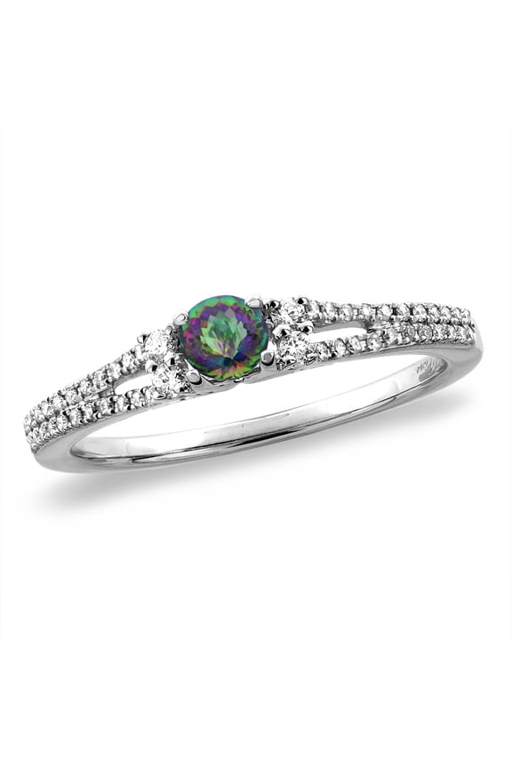14K Yellow Gold Natural Mystic Topaz Engagement Ring Round 4 mm, size 8