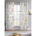 thumbnail image 2 of Pink Spring Floral Sheer Curtains 63 Inch Length 2 Panels Set for Living Room/Bedroom, Flowers Botanical Elegant Wooden Kitchen Curtains Grommet Semi-Sheer Curtains Drapes Window Treatments 42"x63"x2, 2 of 7