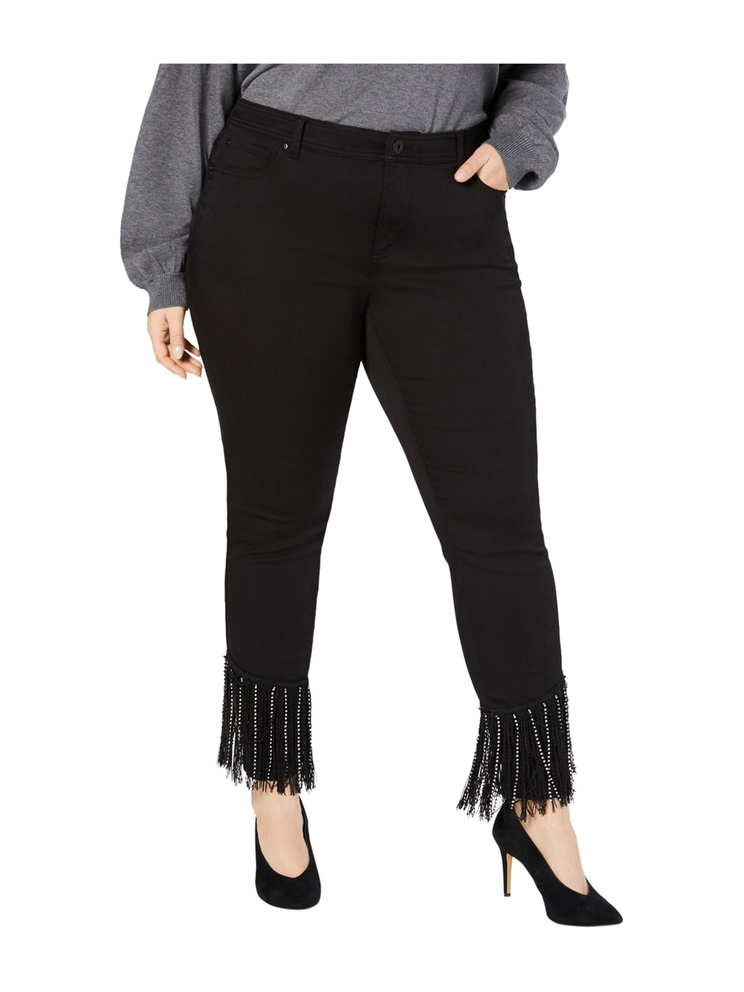 I-N-C Womens Rhinestone Fringe Skinny 
