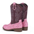 thumbnail image 2 of Dazzher Girls Pink Glitter Cowgirl Boots Western Round Toe Mid Calf Side Zipper Boots for Toddler Little Big Kid, 2 of 5