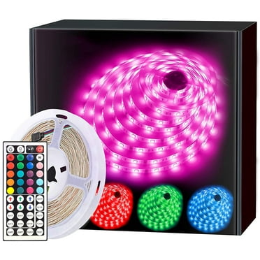 Strip Lights 16.4ft, RGB Color Changing LED Lights for Home, Kitchen, Room, Bedroom, Dorm Room, Bar, with IR Remote Control, 5050 LEDs, DIY Mode