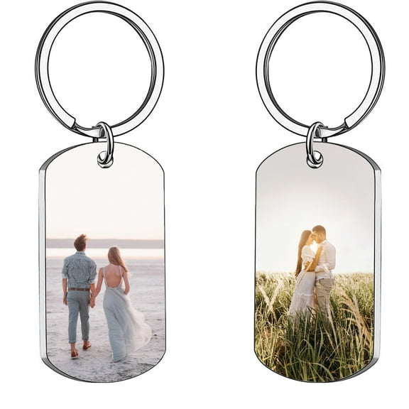 ReTeiv Double-sided Custom Keychain with Picture Personalized Keychains with Engraving Photo for Men, Dad, Boyfriend Gifts (1.1in*1.97in)