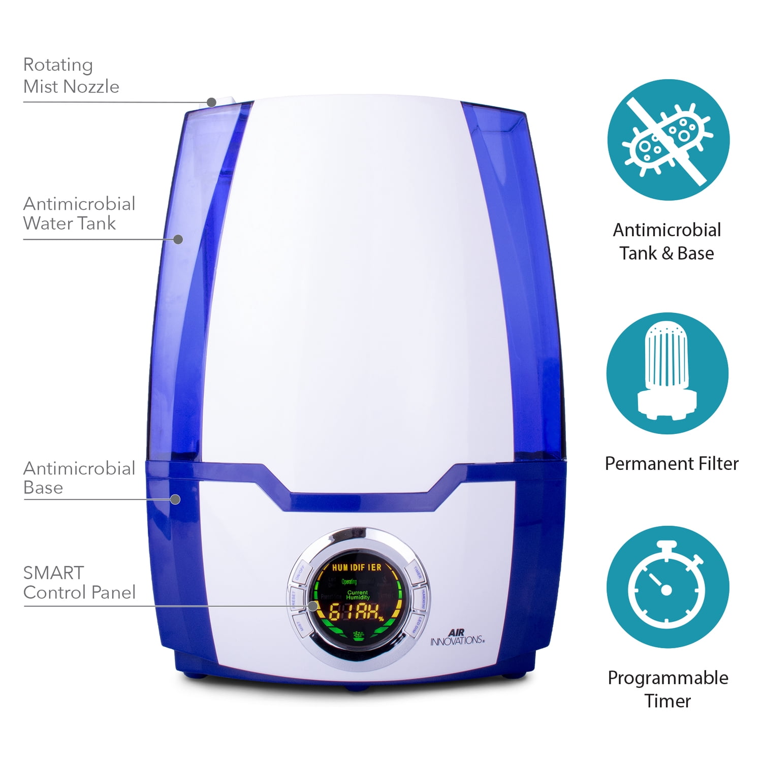 Air Innovations Great Innovations 1.37 gal 400 Sq Ft Digital Ultrasonic Cool Mist Humidifier