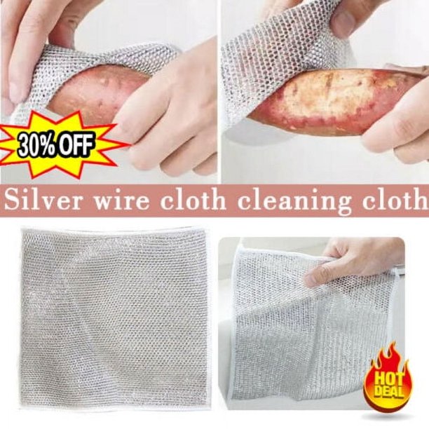 Guantes de alambre plateado para lavar platos Herramientas de limpieza para el hogar Cocina Hogar;G NUEVO Mejor