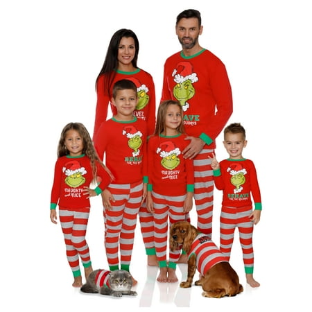 Dr. Seuss Holiday Grinch Pajamas Cotton - Family Christmas Pajamas Set, Red, Women - Mom, Size: (Best Rated Women's Pajamas)