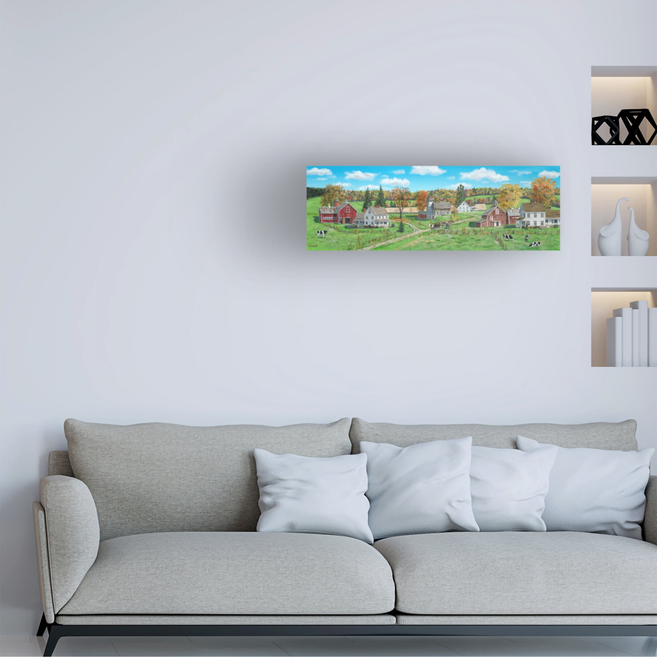 Canvas Wall Art - Bob Fair 'Oxen at Work' Wall Art for Living Room, Bedroom, or Office Décor by Trademark Fine Art - 32 x 10 Inches