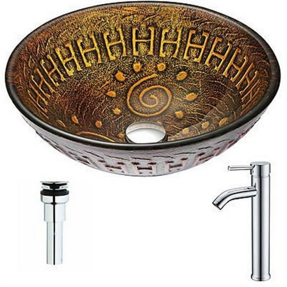 Anzzi Lsaz047-095 Accent Brass And Glass Deck Mounted Or Vessel Bathroom Sink - Nickel