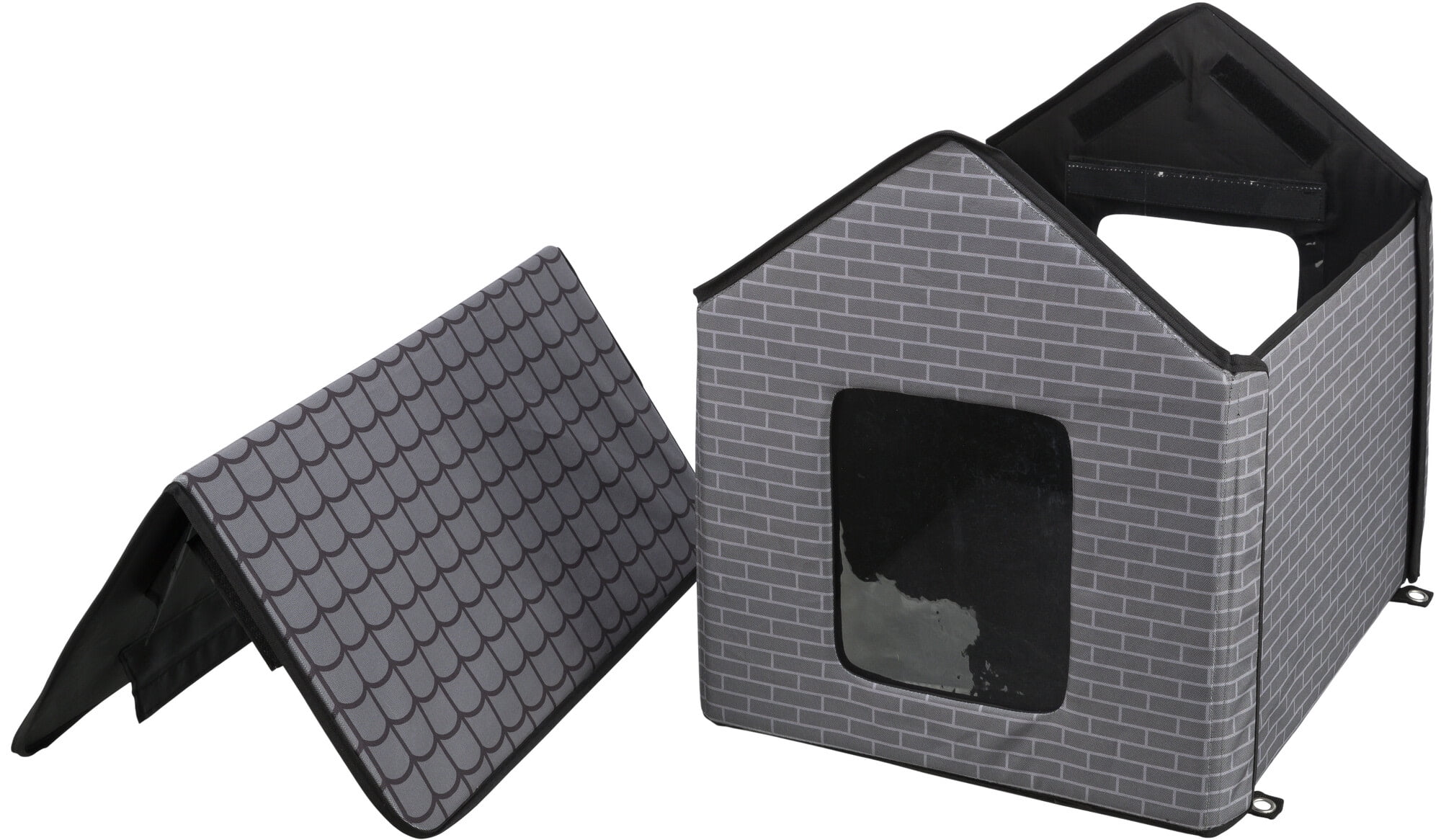 TRIXIE 1-Story Insulated Waterproof Material Small Indoor-Outdoor Cat House with Door Flaps, Gray