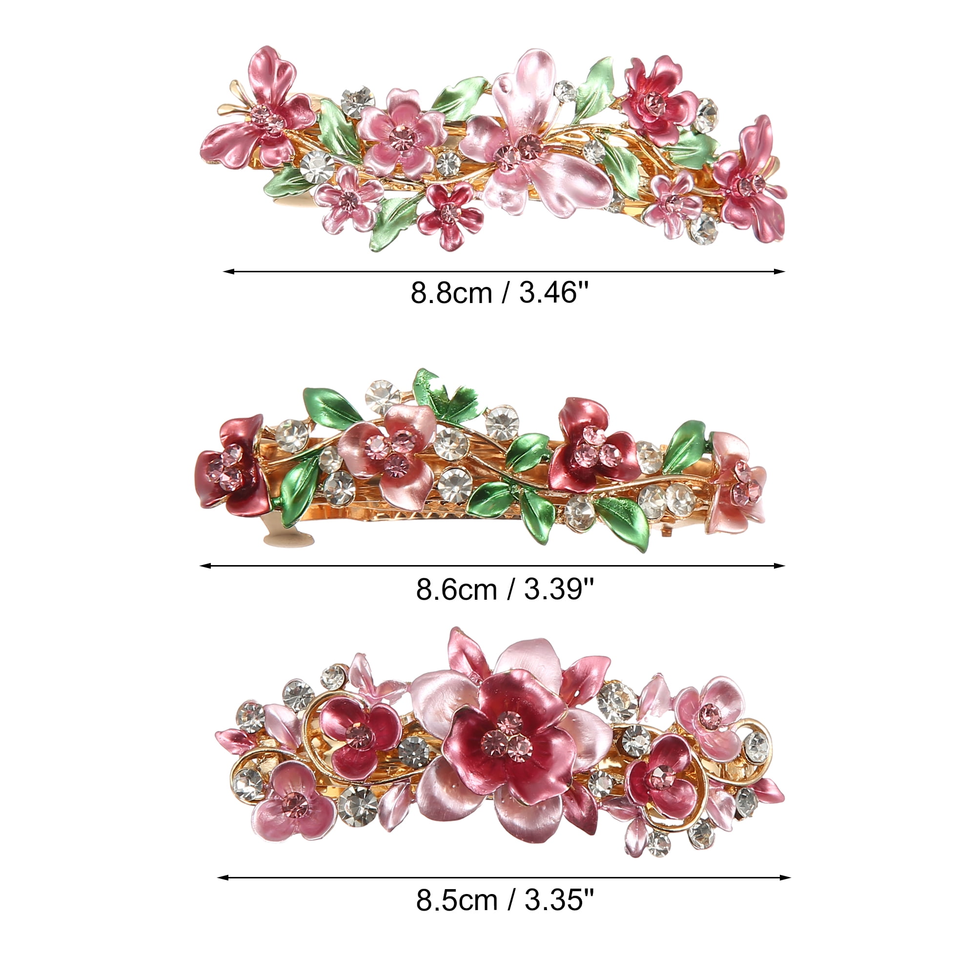 Unique Bargains 3 Pcs Hair Barrettes Accessories Pink