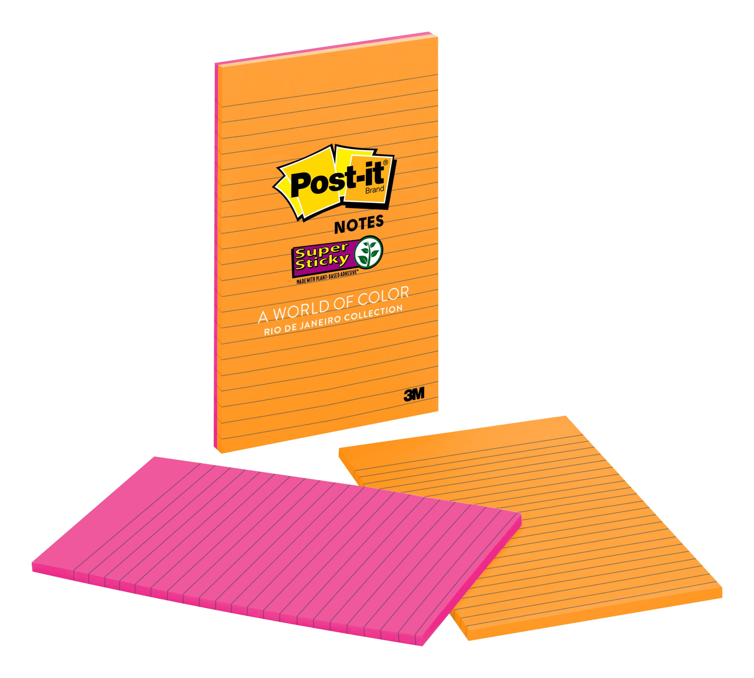 Postit Super Sticky Lined Notes, 5" x 8", Brights, 2 Pads Walmart