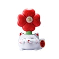 thumbnail image 3 of Figura de gato de la suerte con decoración floral, estatua creativa para sala de estar y oficina. Blanco, 3 of 9