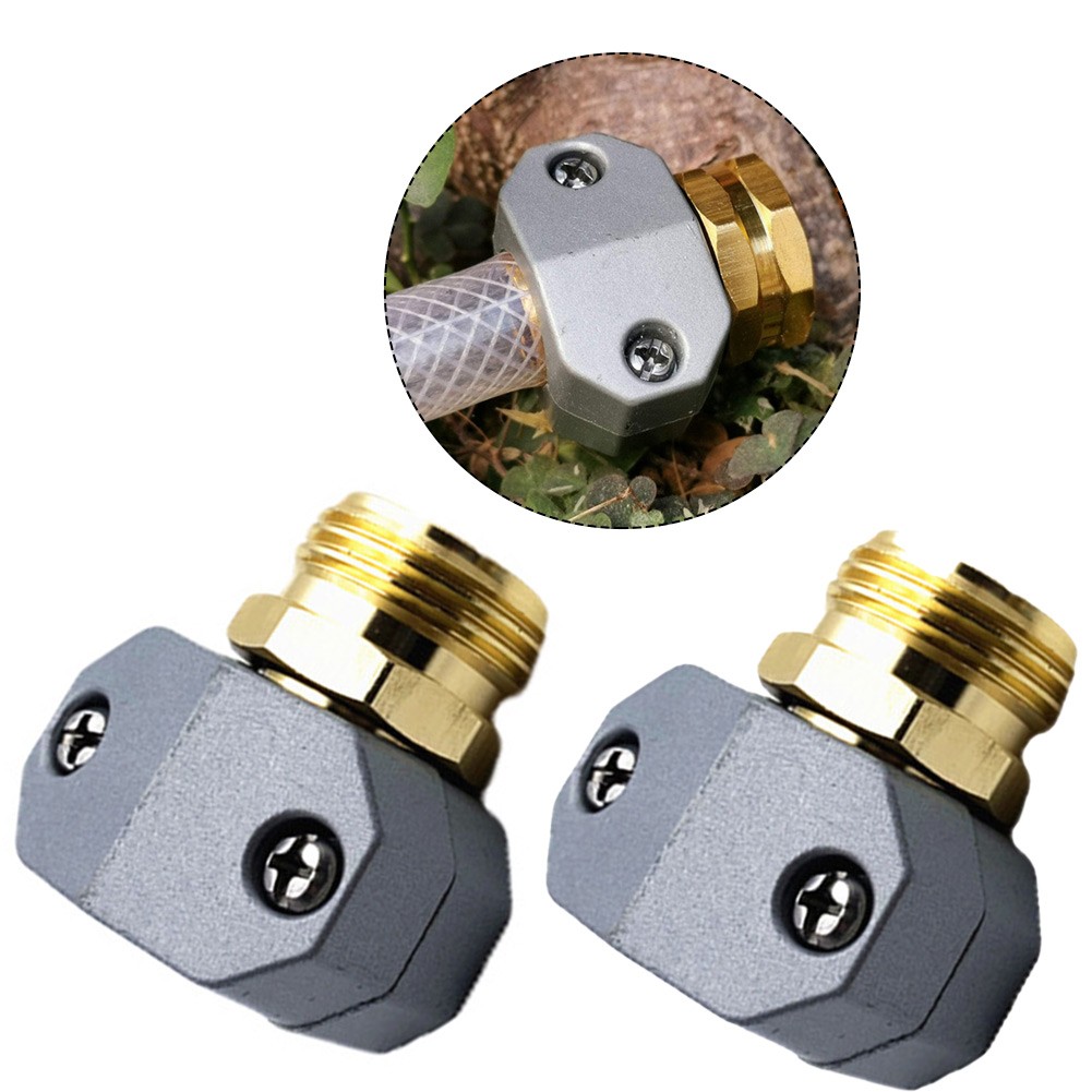 Pair Male + Female Garden Hose End Clamp Mender Repair Coupler 3/4" & 5