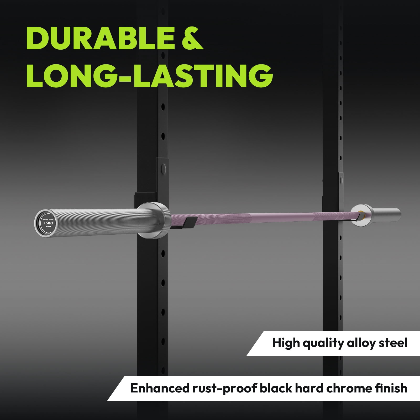 HANDBODE Olympic Barbell Bar 6.5 ft Weightlifting Bar for Powerlifting, Bench Press, Deadlift, Squat - 1000 lb Capacity, Home & Gym Strength Training, Silver & Pink