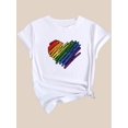 thumbnail image 2 of Rainbow Heart Graphic Short Sleeves Sports Tee, Round Neck Workout Causal T-shirt Top, Women's Activewear, 2 of 7