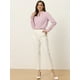 thumbnail image 2 of Blusa de trabajo elegante con decoración de perlas y cuello falso plisado para mujer Rosa S, 2 of 5