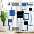 thumbnail image 3 of Royal Blue White Shower Curtain Abstract Black Grey Geometric Fabric Bath Curtain Mid Century Modern Minimalist Bathroom Bathtub Curtain, 3 of 6
