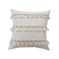 thumbnail image 2 of Boho Farmhouse Decorative Linen Fringe Throw Pillow Covers with Tassels Soft Accent Pillowcase for Couch Chair Sofa Bed Living Room Home Decor, 18x18 Inch, 2 of 6