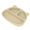 thumbnail image 3 of Assiette de Dîner pour Bébé 3 Compartiments en Silicone Souple Résistant aux Chutes avec Cuillère Fourchette Beige, 3 of 14