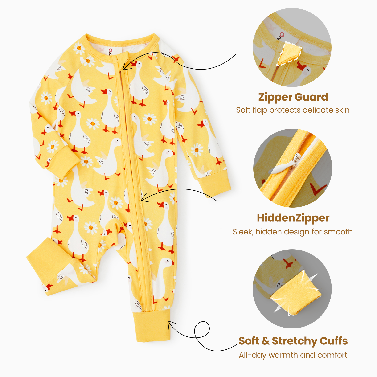 PatPat Bamboo Viscose Zip Footless Sleepwear photo 5