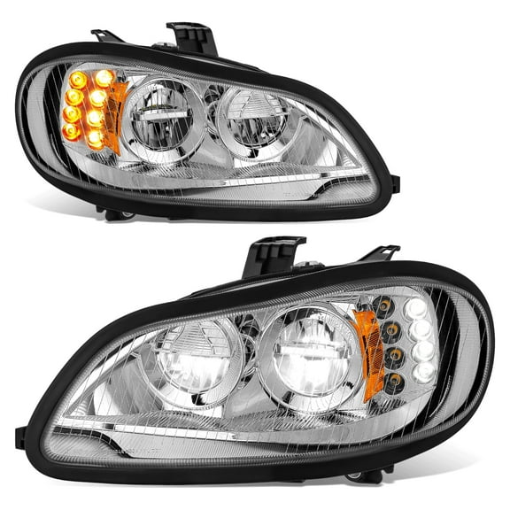 DNA Motoring for 03-18 Freightliner M2 106 112 Full High Power LED Headlight Headlamp Chrome