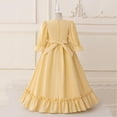 thumbnail image 5 of Antinious Girls Banquet Dress Princess Dress Long Sleeve V-neck Solid Evening Party Performance Dress,Toddler Girls Outer Dress,Kids Party Dress,Yellow,140, 5 of 5