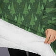 thumbnail image 3 of Oversized Wearable Blanket Hoodie,Green Christmas Tree Pattern Sherpa Blanket Hoodie with Super Pockets,Super Warm Fuzzy Pullover for Women & Men, 3 of 6