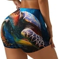 thumbnail image 1 of Fotbe Ice Blue Ocean Sea Turtle Shorts Sin Costuras – Shorts Deportivos de Cintura Alta para Mujer, Elásticos para Gimnasio, Yoga, Running o Ciclismo-Medium, 1 of 8