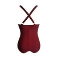 thumbnail image 4 of Baqcunre Plus Size Swimsuit for Women, Women Solid Print Bikini One Piece Swimwear Push-Up Swimsuit Bathing Suit, Swim Suits for Women 2024, One Piece Swimsuit Women Wine XL, 4 of 6