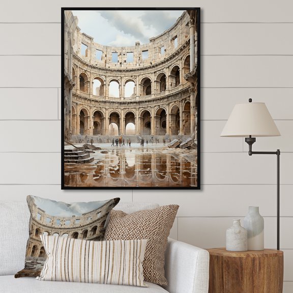 Designart "Colosseum Reminiscence In Italy II" Italy Floater Framed Canvas Art Print