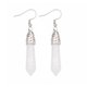 thumbnail image 1 of Nvzi Pendientes para hombre y mujer, pendientes de acero inoxidable con colgante hexagonal de una sola punta, de cristal de piedra natural (blancos)., 1 of 5