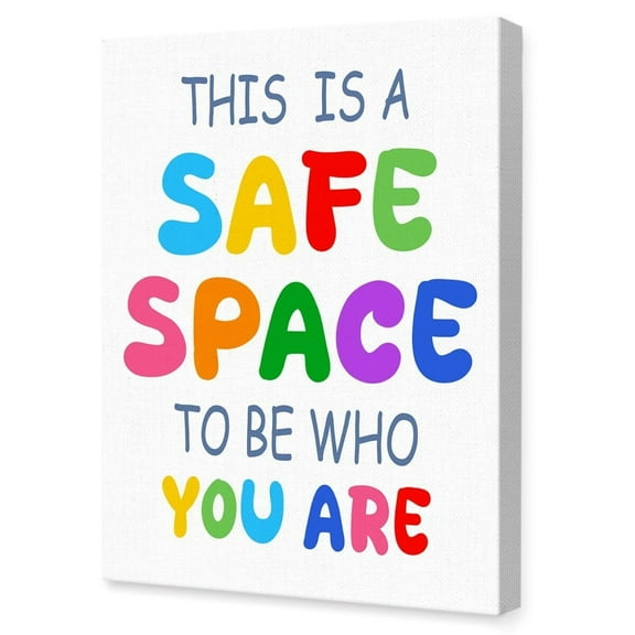 This Is a Safe Space Wall Art,Calming Corner Wall Decor,Mental Health Canvas Wall Art for Classroom Therapy Office School