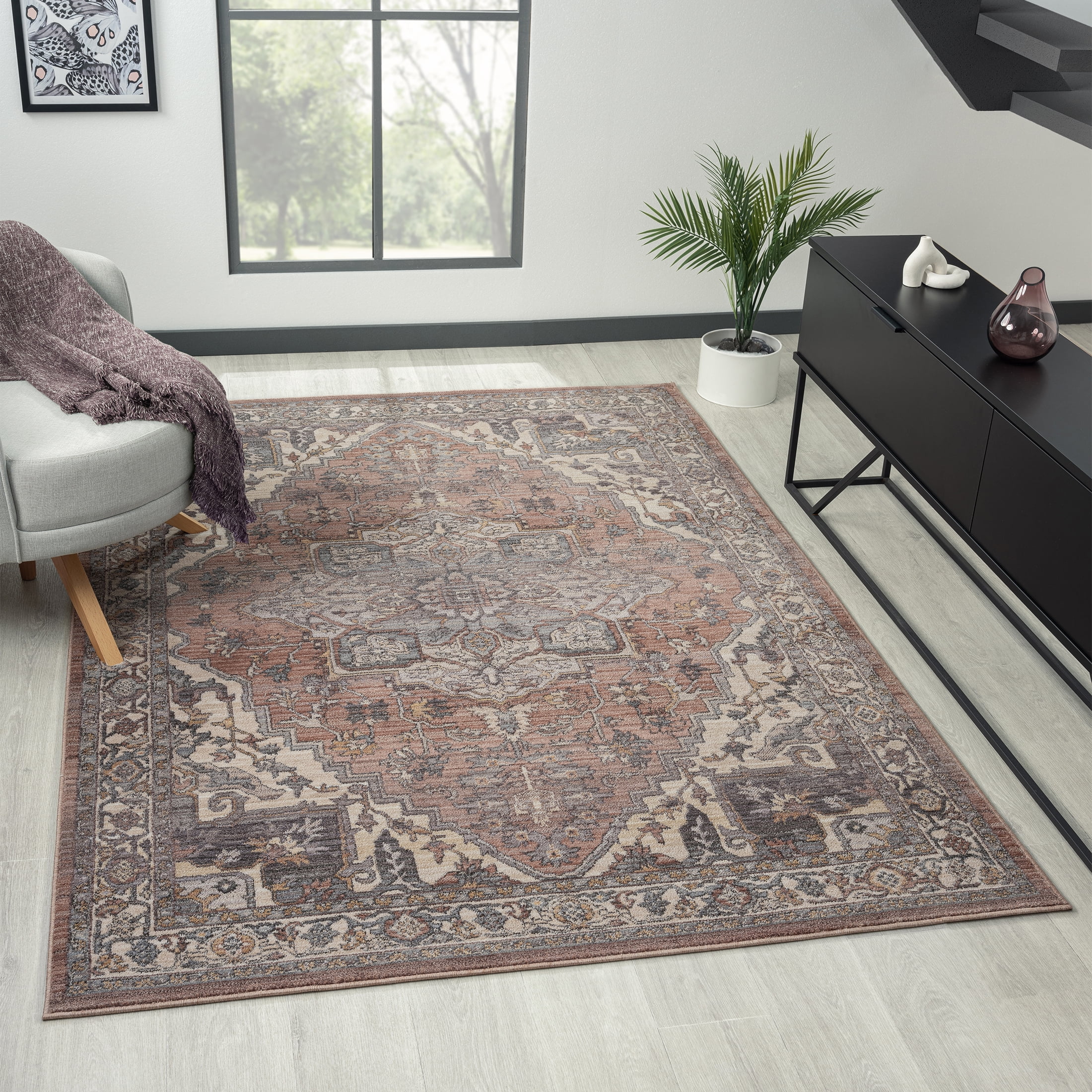 Better Homes & Gardens Mauve Persian Medallion Indoor Area Rug, 5' x 7'