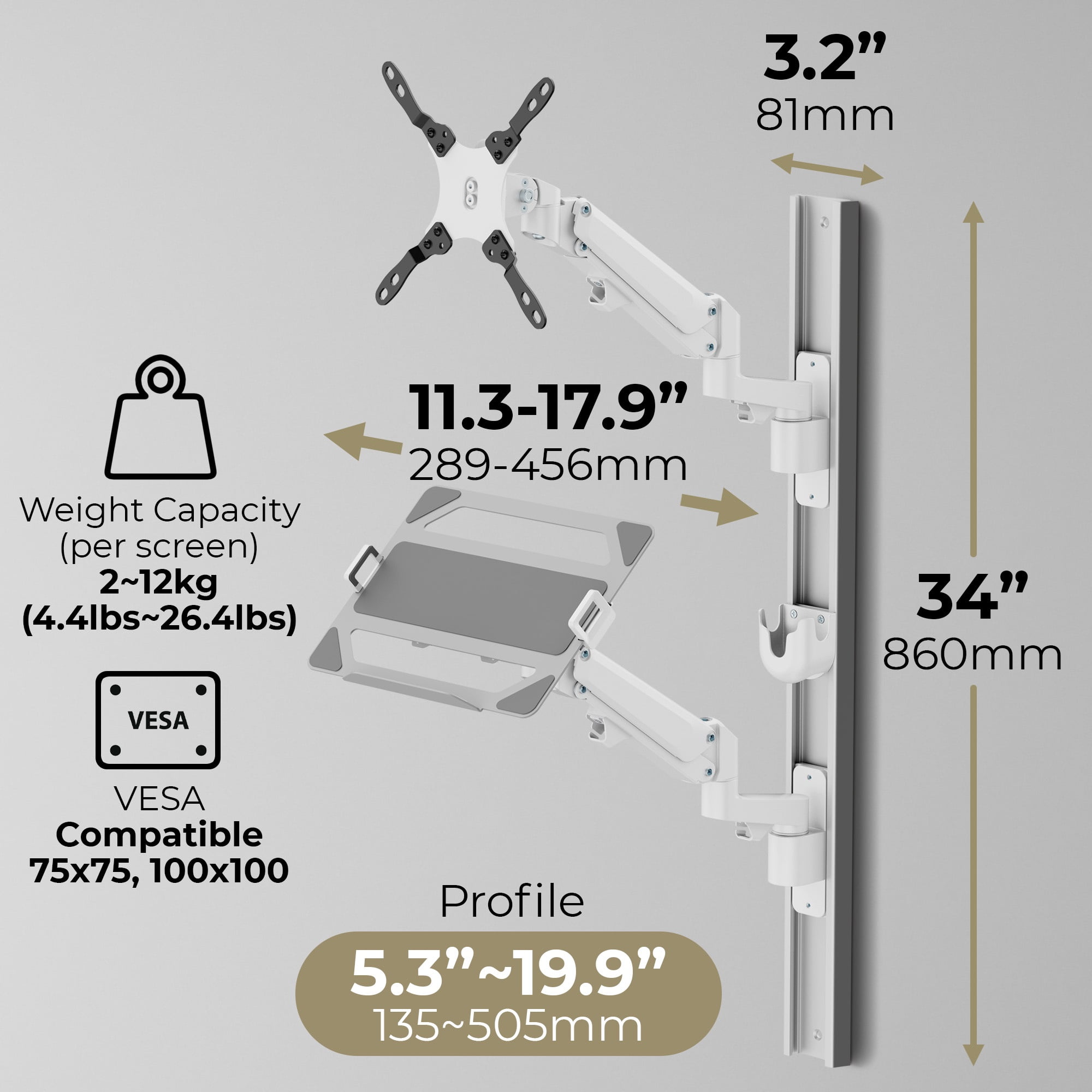 ZeboZap ZLTV8022 TV Mount with Laptop Wall Mount