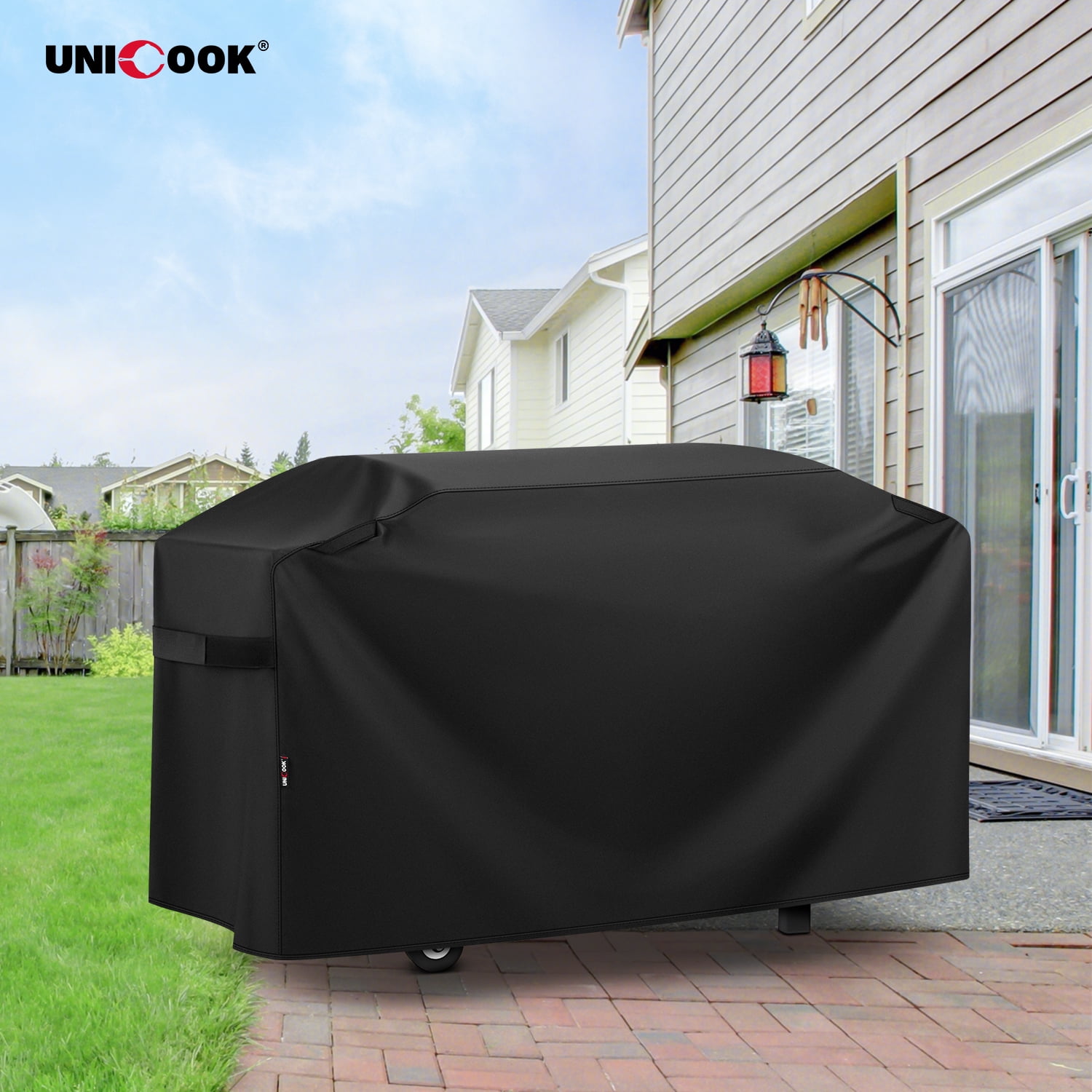 Unicook Griddle Cover for Blackstone 28 Inch Griddle with Hood, Heavy Duty Waterproof 5483 Flat Top Grill Cover with Handles and Side-closure Straps, Black