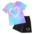 thumbnail image 4 of 11-12 Years Teen Baby Girl Fall Winter Tie Dye Set Cap Sleeve T Shirt And Elastic Waist Shorts 2 Piece Clothing Sets Girls Blue Tracksuit, 4 of 4