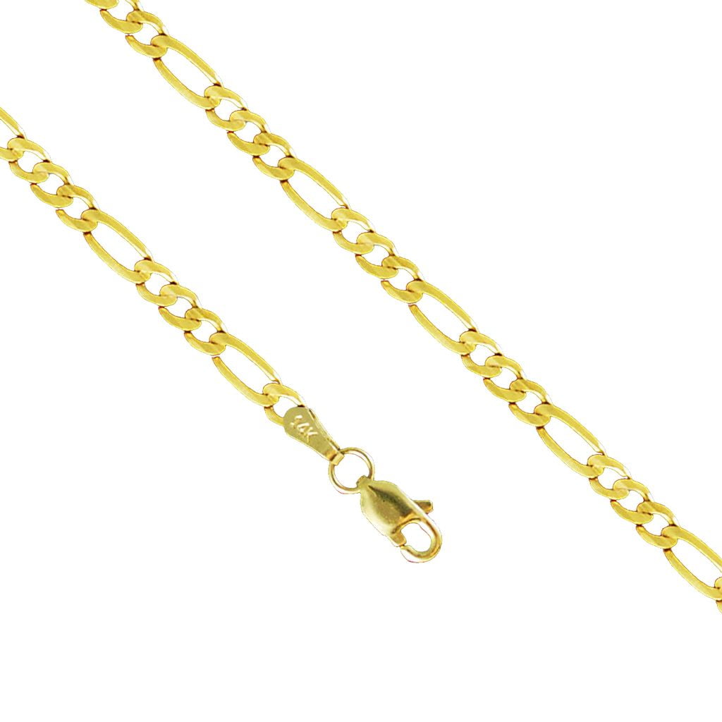 14K Yellow Gold 3.2mm Figaro Necklace Link Lobster Clasp (18 Inches ...