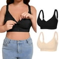 thumbnail image 5 of COMVALUE Front Snap Closure Bras for Older Women Wireless Plus Size Bra with Adjustable Shoulder Straps Full Coverage (Beige, XXL), 5 of 9