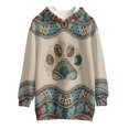 thumbnail image 4 of Xoenoiee Boho Paw Print Sweatshirt for Girls Long Hoodies Pullover Dresses Long Sleeve Sportswear Comfy Sports Sweater with Kangaroo Pocket Sportswear Plus Size, 7-8 Years, 4 of 7