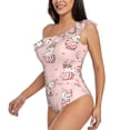 thumbnail image 3 of Yiaed Easter Rabbit Print Women One Piece Swimsuits Tummy Control One Shoulder Bathing Suits Pattern Ruffle Swimwear-Large, 3 of 8