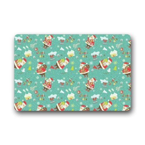 RYLABLUE Cute Small Christmas Santa Claus Doormat Floor Mats Rugs Outdoors/Indoor Doormat Size 23.6x15.7 inches
