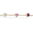 thumbnail image 2 of Gem Stone King 18K Yellow Gold Plated Silver Bracelet for Women Aquamarine Pink Moissanite (1.65 Cttw), 2 of 4