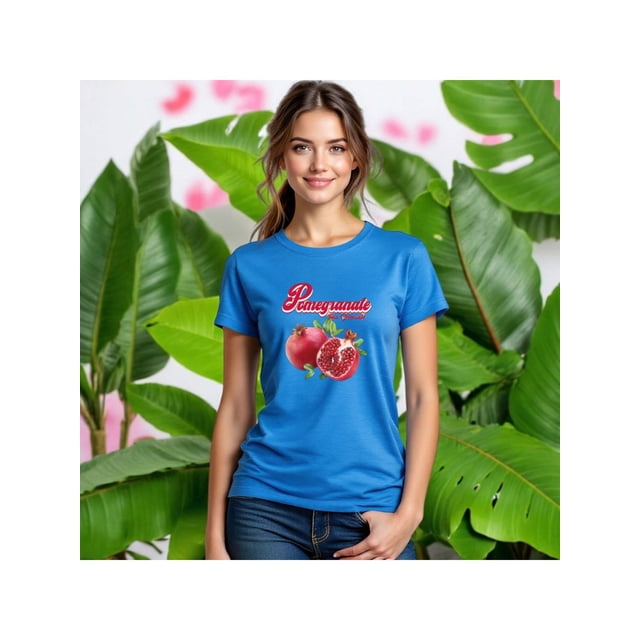 Playera Blusa De Granadas Pomegranate – Estilo Natural con Sabor a Frescura Color Aqua Talla Mediana Marca Emil SaEs